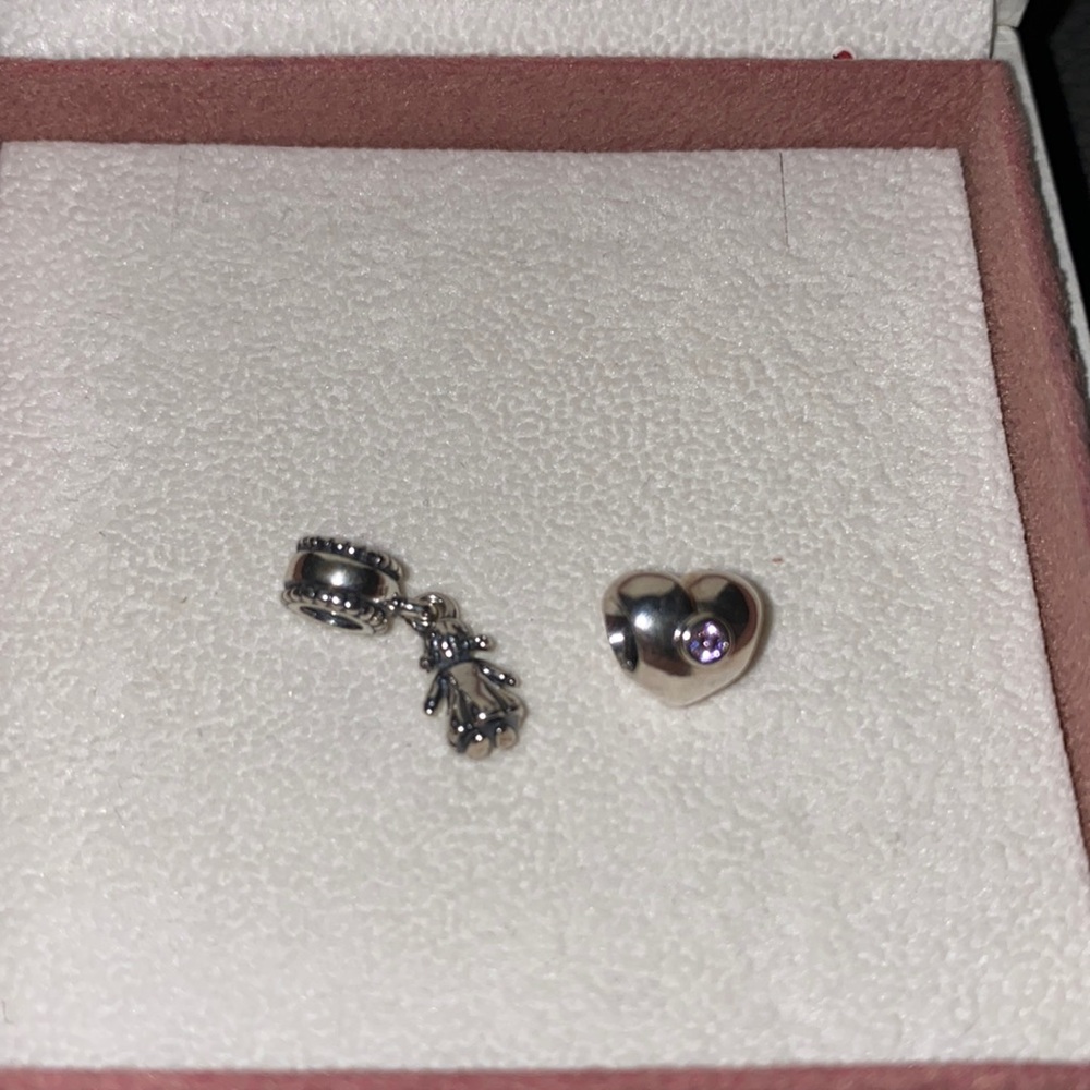 Pink heart charm and little girl charm bundle